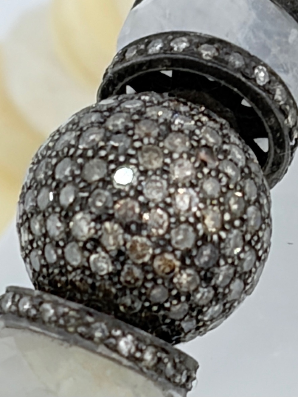 new Moonstone Bone Diamond Beaded Bracelet - Picture 4 of 17